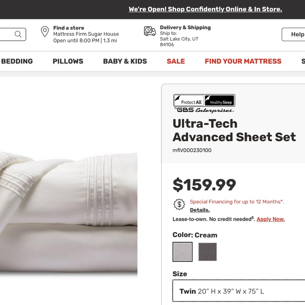 Ultra-Tech Advanced Sheet Set - Cooling Twin Gray